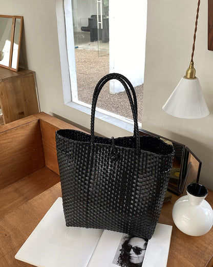 Woven Tote Bag Stylish Casual Beach Bag PVC Material