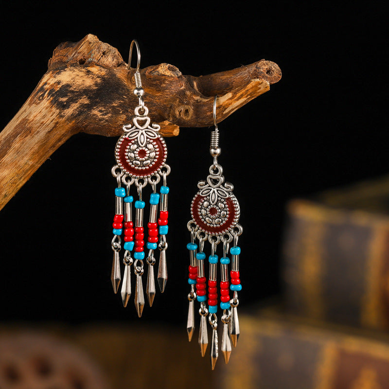 Creative Small Alloy Short Tassel Earrings For Women'S Multi Layer Rice Ball Earrings Jewelry