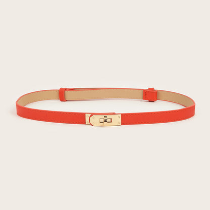 Simple Elegant Fine Leather Metal Belt