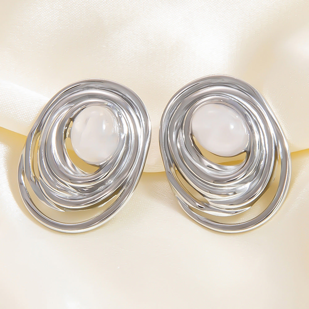 Geometric Drop Earrings Stainless Steel 18K Gold Plated