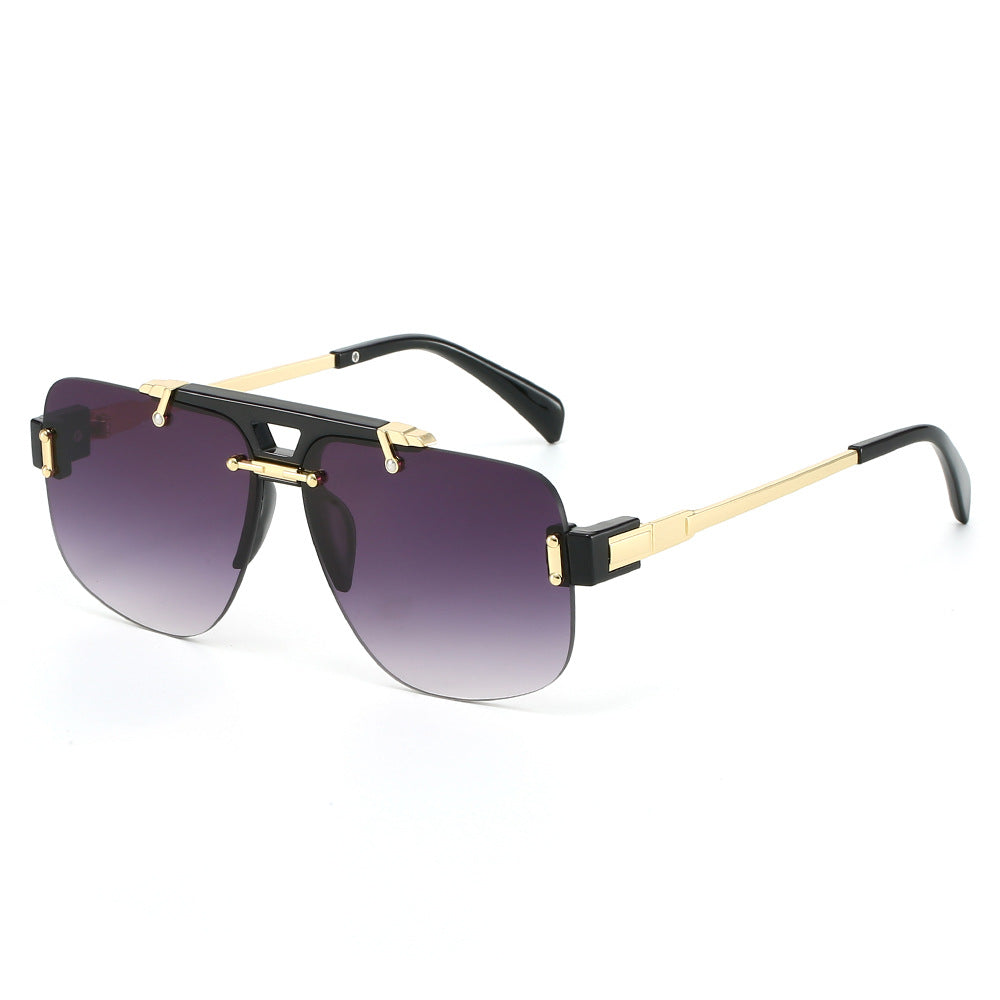 Fashion Half-Frame Square Sunglasses Stylish Design UV400 Protection