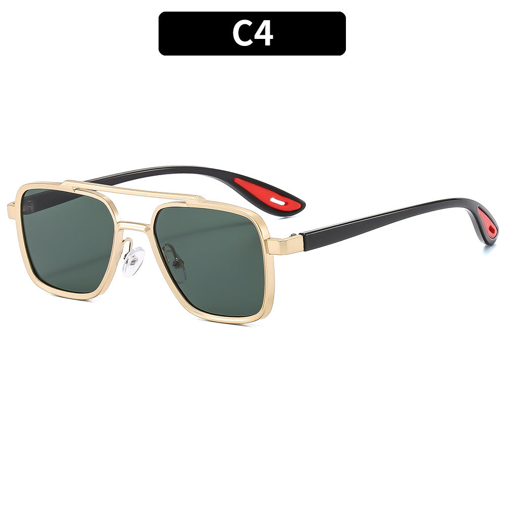Men's Stylish Double Bridge Pilot Sunglasses with UV400 Protection