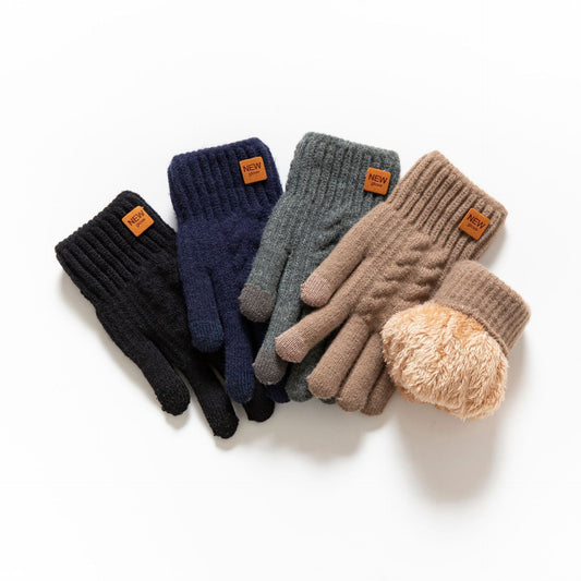 Touchscreen Winter Thicker Knit Gloves for Men