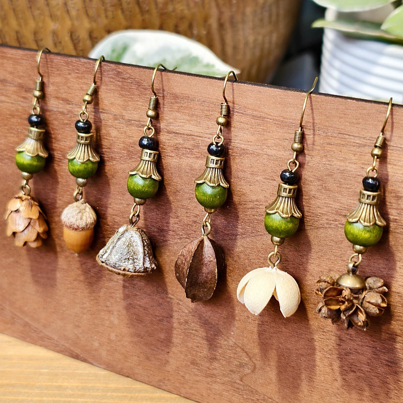 Bohemian Leaf Design Alloy Earrings with Natural Elements