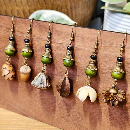 Bohemian Leaf Design Alloy Earrings with Natural Elements