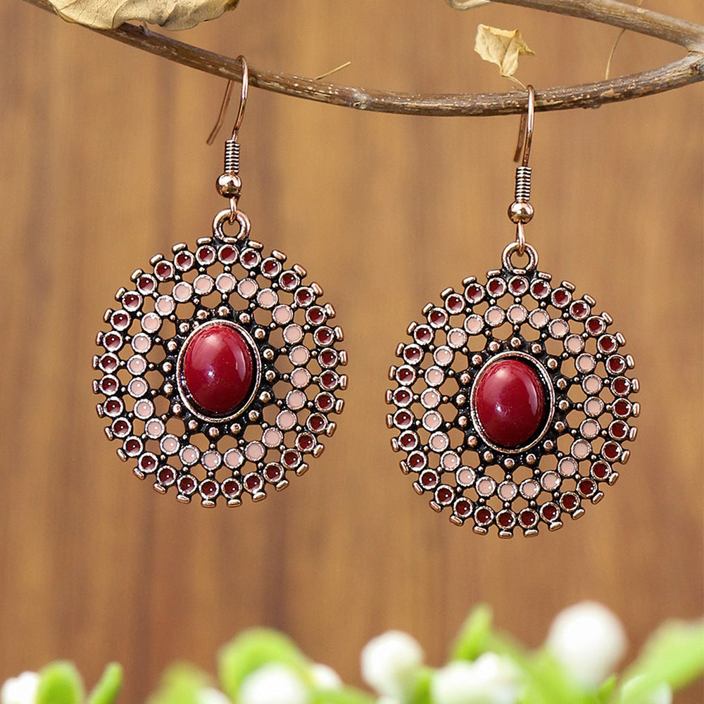 Bohemian Style Vintage Geometric Gemstone Earrings for Women