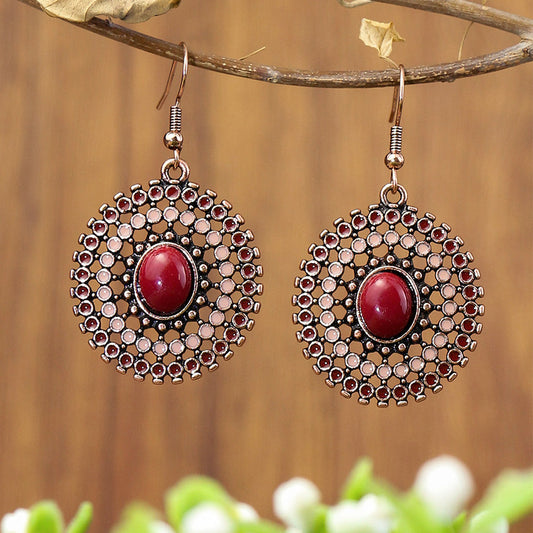 Bohemian Style Vintage Geometric Gemstone Earrings for Women