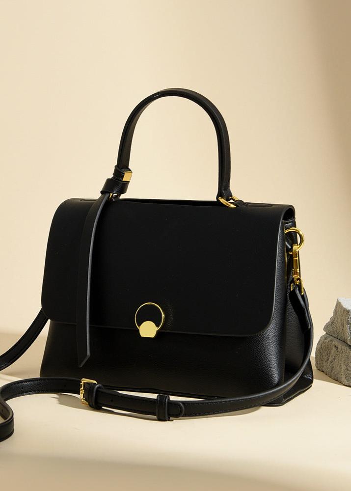 Two Tone Leather Top Handle Shoulder Bag