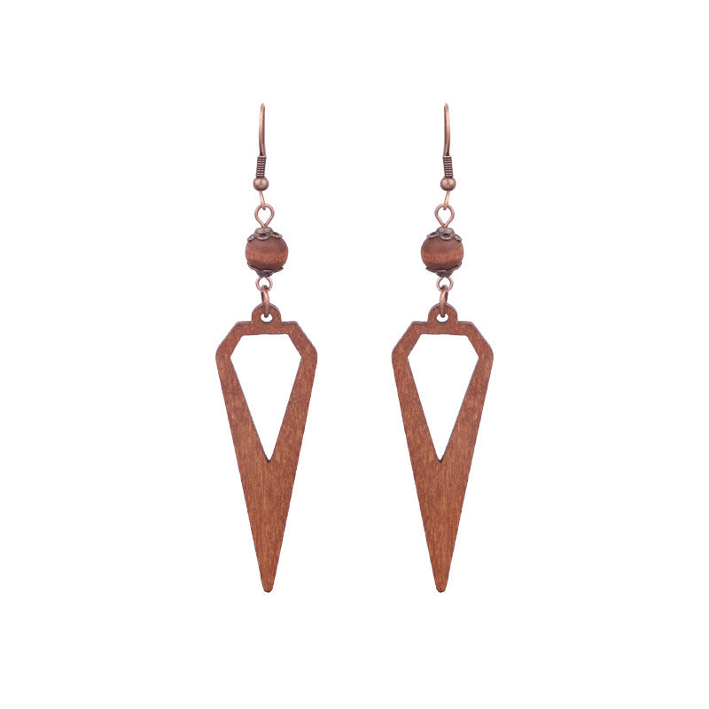 Retro Water Drop Shape Wooden Earrings Handcrafted with Tassels
