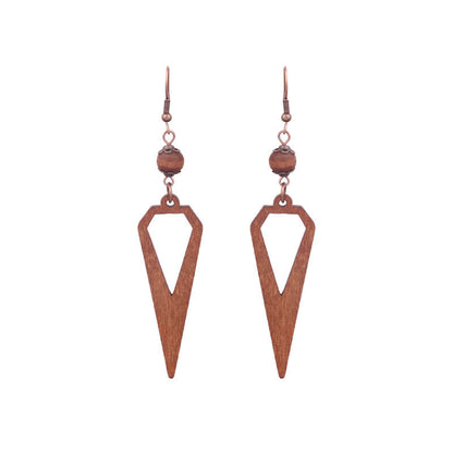 Retro Water Drop Shape Wooden Earrings Handcrafted with Tassels