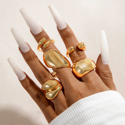 Trendy Vintage Statement Geometric Open Joint Ring Set