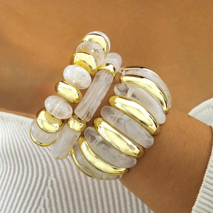 Exaggerated Acrylic Bead Bracelet Set Colorful Retro Jewelry