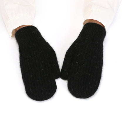Simple Padded Knit Mittens Gloves