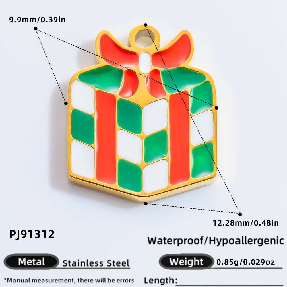 DIY Christmas-Themed 18K Gold-Plated Stainless Steel Pendant Accessories