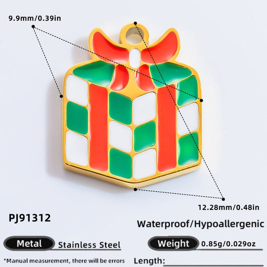 DIY Christmas-Themed 18K Gold-Plated Stainless Steel Pendant Accessories