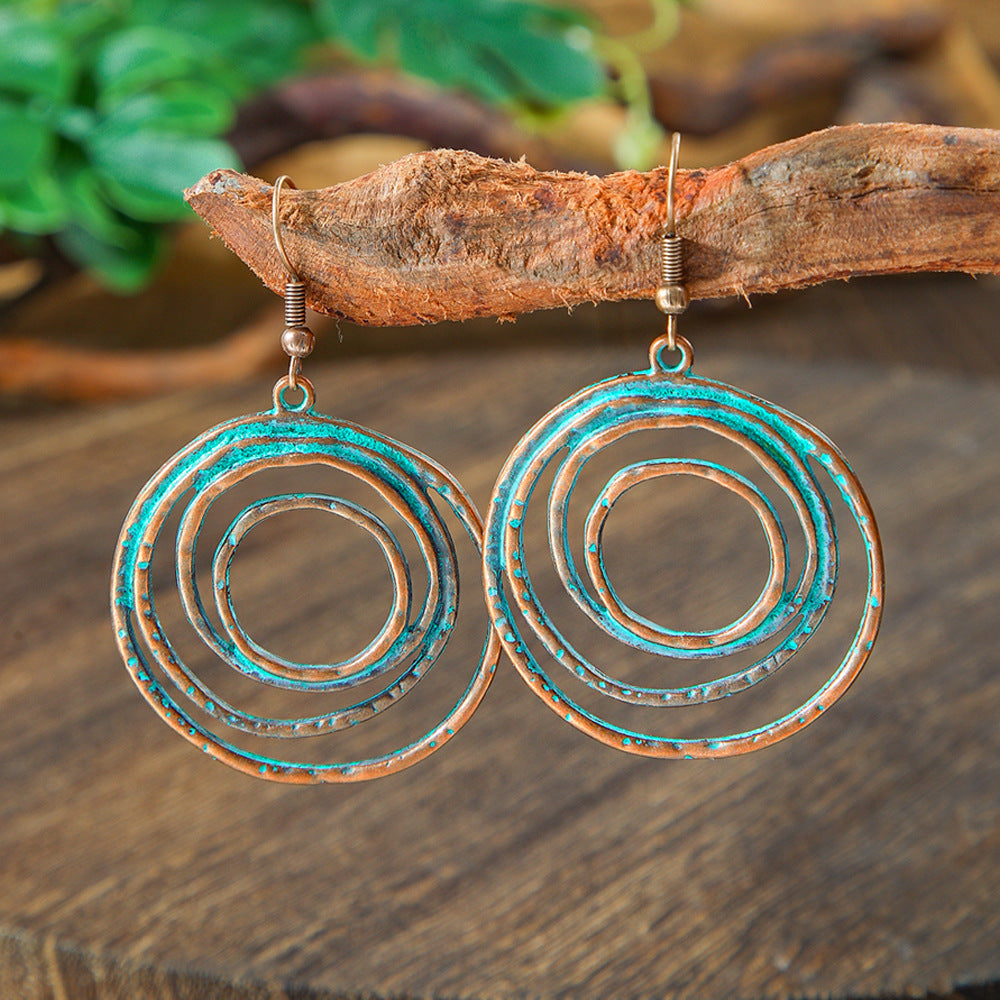 Bohemian Floral Turquoise Drop Earrings Set for Women