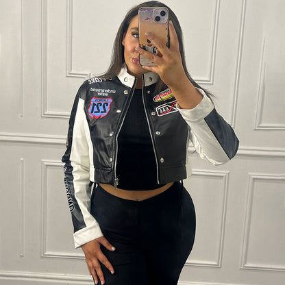 Vintage American Style Cropped Sweatshirt With Letter Print
