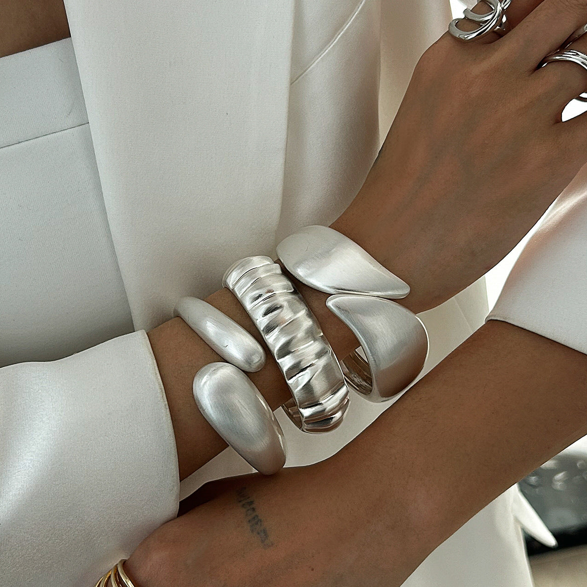 Geometric Wrinkled Spring Bangles Set Spring/Winter Style