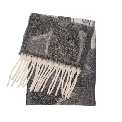 Winter Flower Tassel Thick Warm Scarf