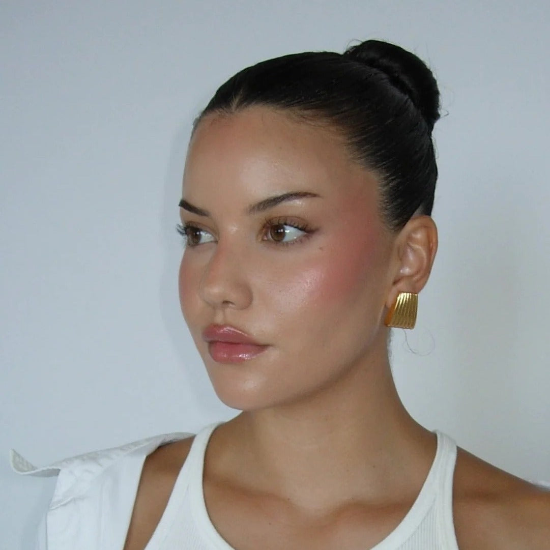 Stainless Steel Striated Ladder Hoop Earrings