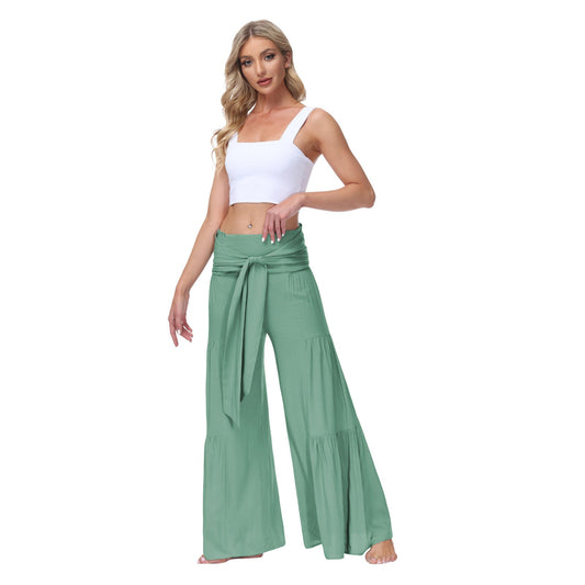 Casual Loose Wide Leg Pants With Drawstring High Waist