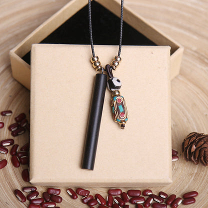 Ethnic Nepalese Ebony Letter Necklace Peace Brand Retro Simple Sweater Chain Costume Accessories Long Necklace