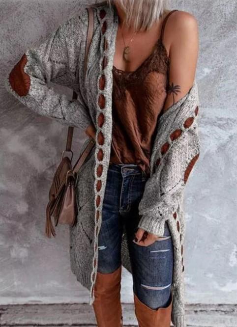 Sweater Cardigan Women'S Long-Sleeved Mid-Length Sweater Coat