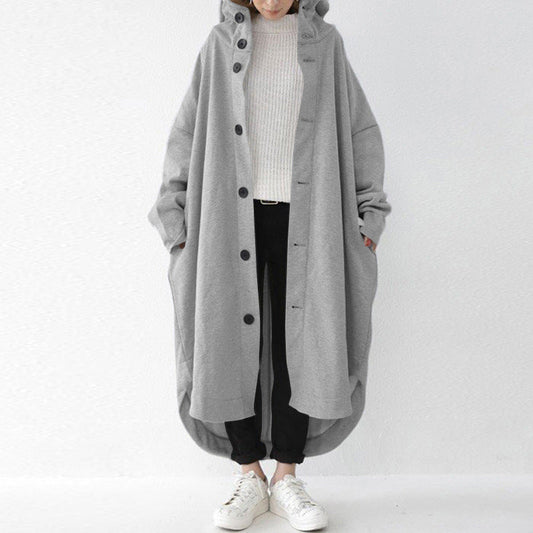 New Autumn And Winter Women'S Windbreaker Jacket, Women'S Hooded Mid Length Jacket