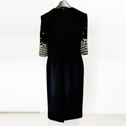 Elegant Beaded Dress with Short Sleeves