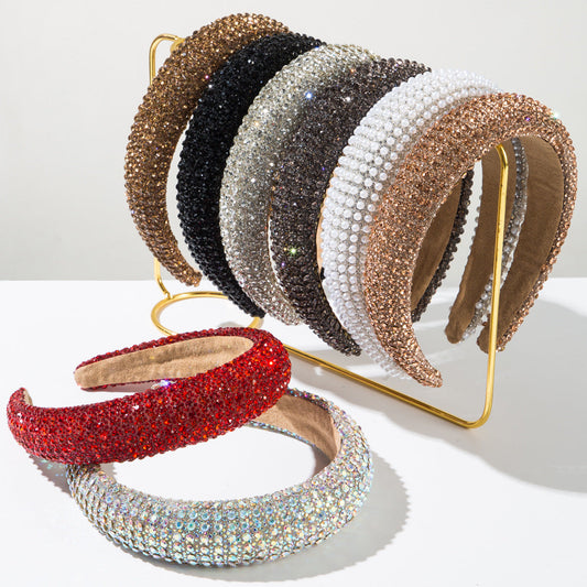 Sparkling Rhinestone Foam Headband for Women Glittering Party Accessory