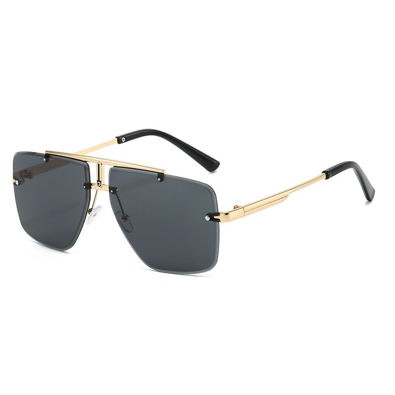 Retro Square Frame Unframed Sunglasses for Men