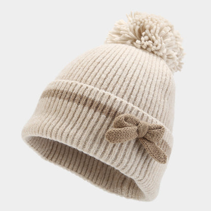 Winter Cute Bow Knot Hat Scarf Gloves Set