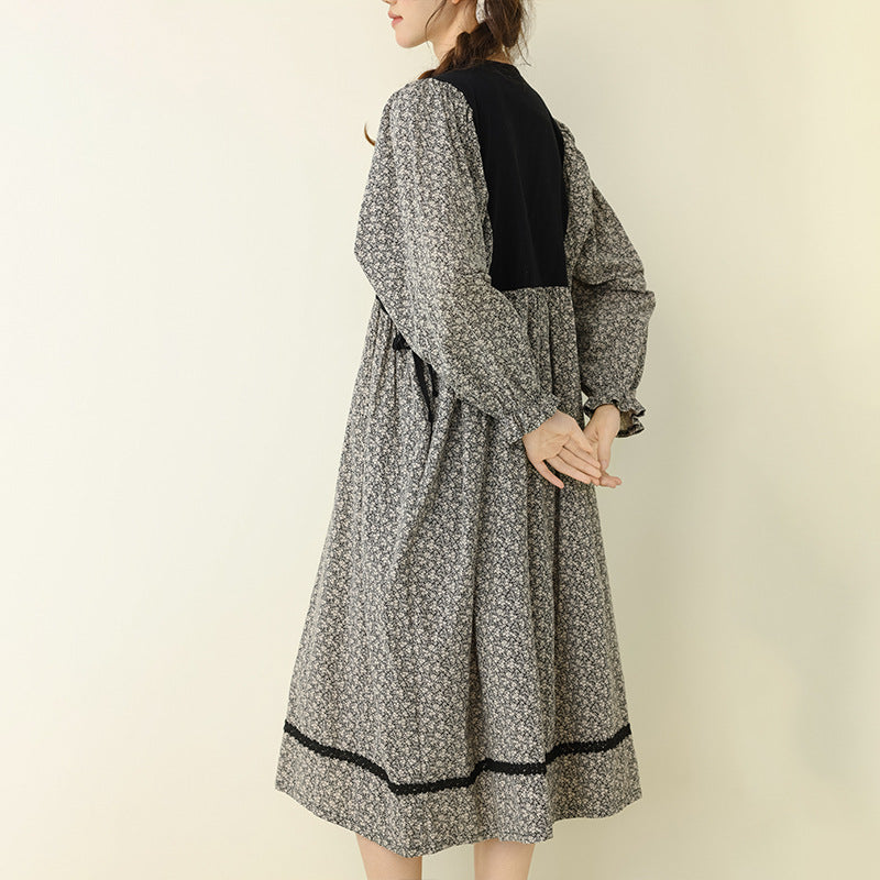 Floral A-Line Maxi Dress Comfortable Casual Cotton Linen