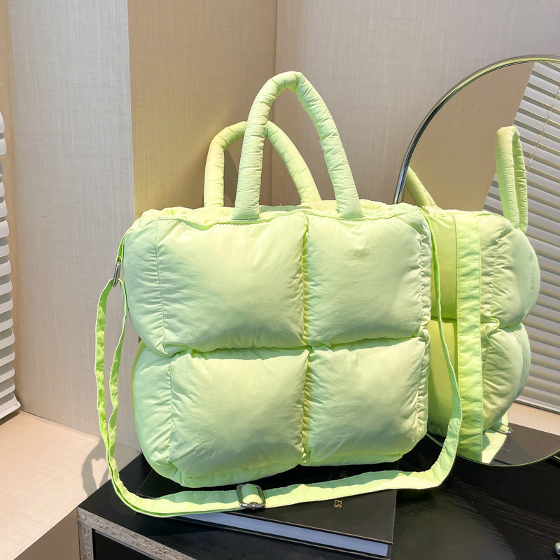 Soft Quilted Nylon Tote Bag Stylish Casual Handbag