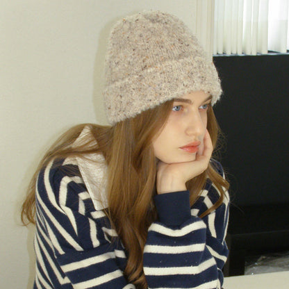 Wool Blend Colorful Dots Knit Beanie for Women