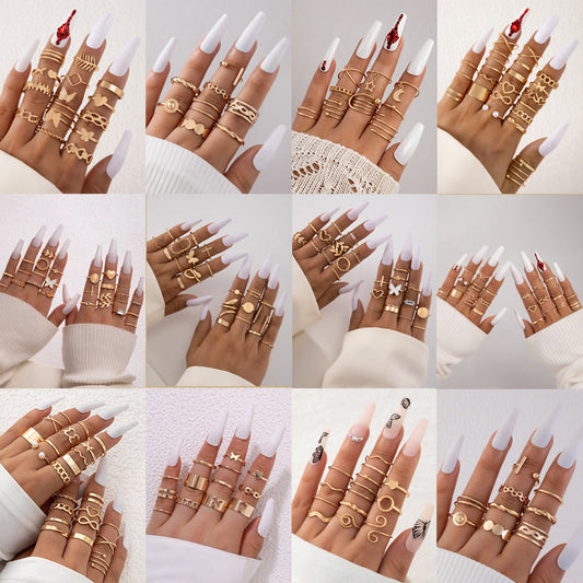 Fashionable Geometric Butterfly Open-Ended Adjustable Rings Set
