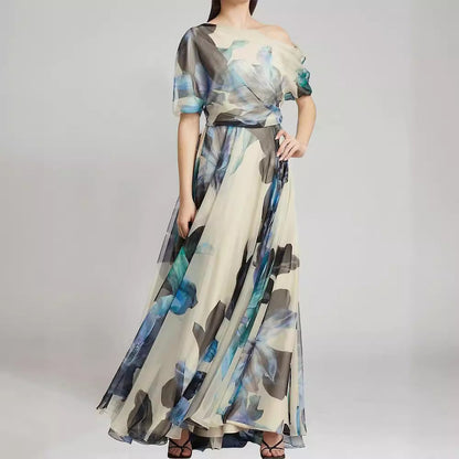 Bohemian Floral Maxi Dress With Tie Straps
