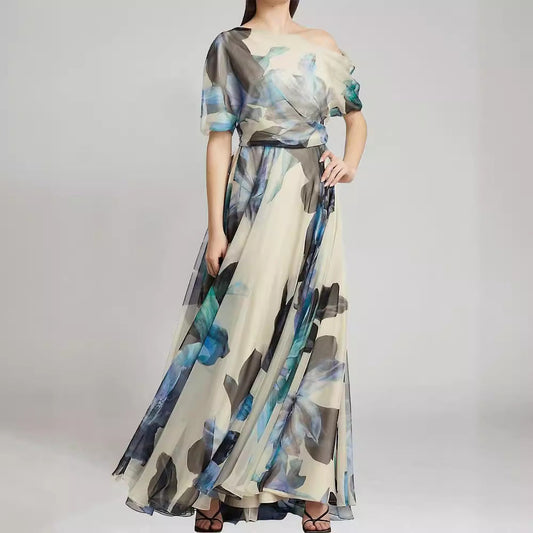 Bohemian Floral Maxi Dress With Tie Straps