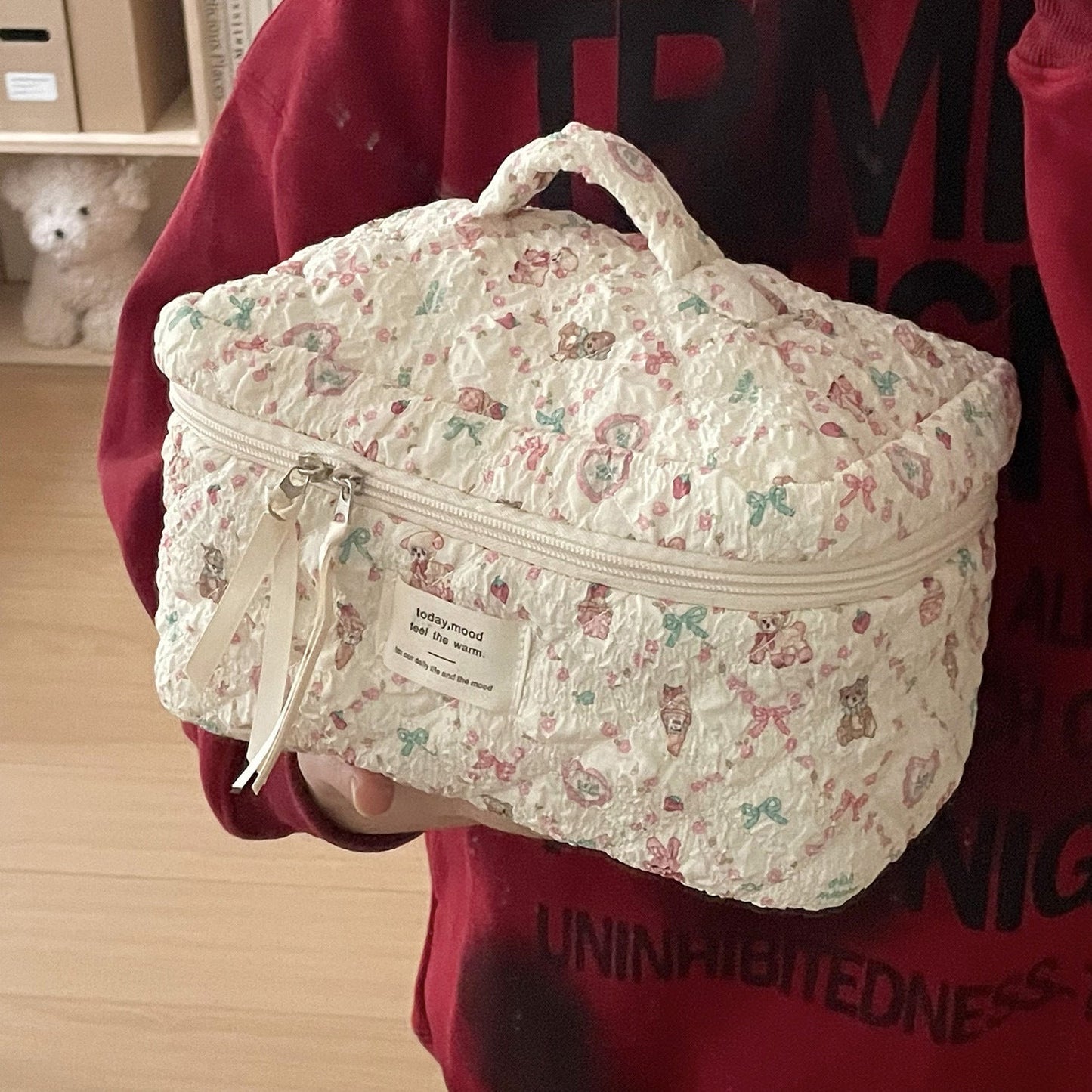 Floral Sheep Makeup Bag Portable Travel Toiletry Organizer