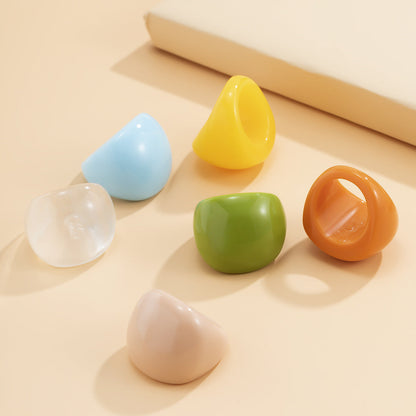 Trendy Geometric Acrylic Statement Ring For Women