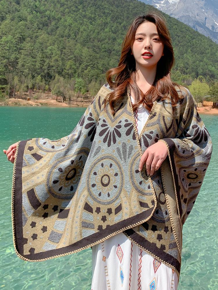 Tibetan Ethnic Shawl Grassland Thickened Cloak Scarf