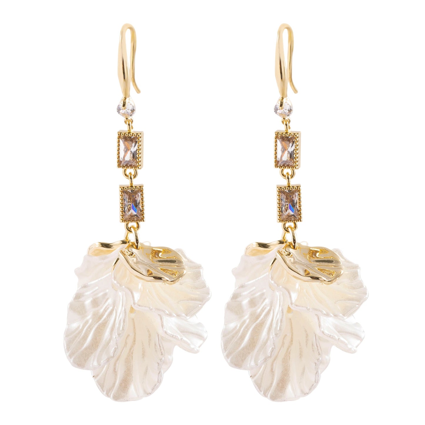 Elegant Floral Petal Earrings With Zirconia
