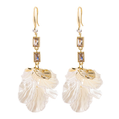 Elegant Floral Petal Earrings With Zirconia