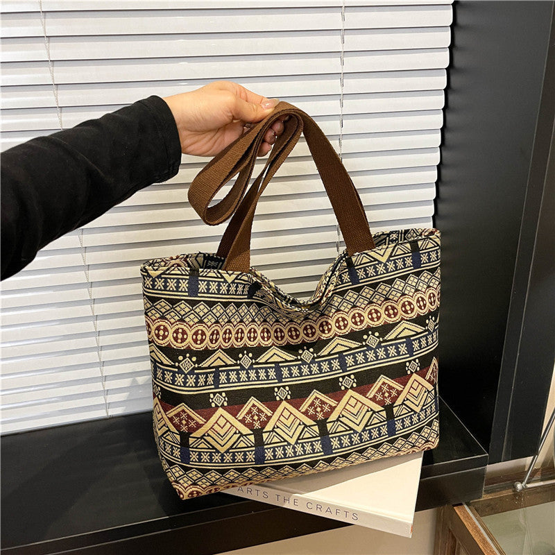 Trendy Canvas Tote Bag for Women with Color Block Design