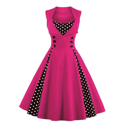 Gothic Retro Polka Dot Dress Elegant Midi Dress