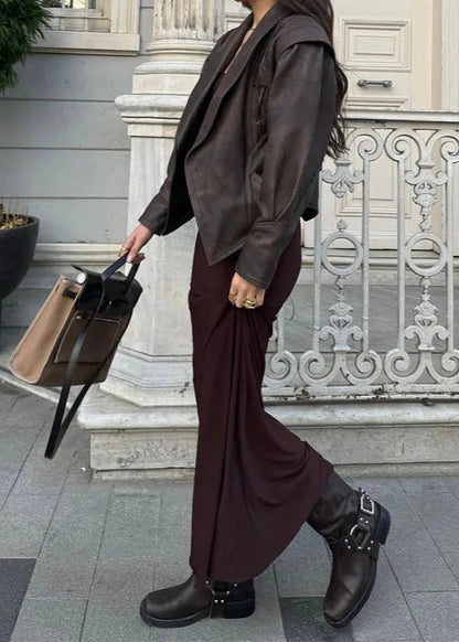 Faux Leather Blazer With Lace Up Detail