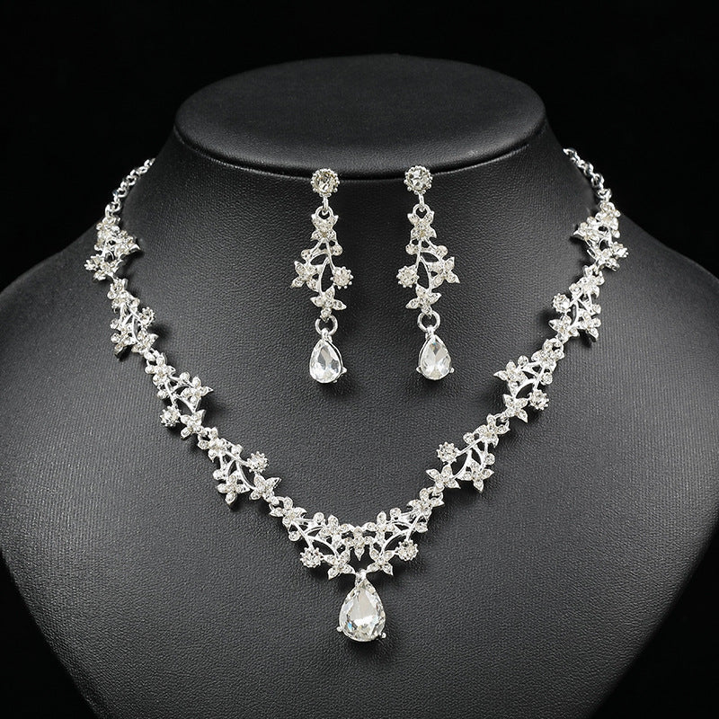 Wedding Necklace And Earring Set With Teardrop Charms