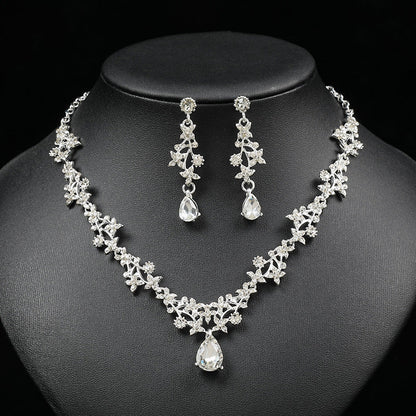 Wedding Necklace And Earring Set With Teardrop Charms