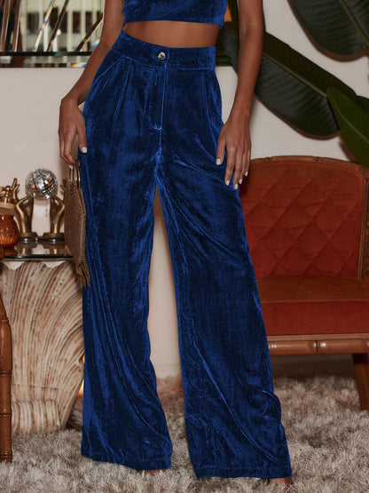 Elegant Loose-Fit Wide-Leg Pants with Buttons for Chic Office Style