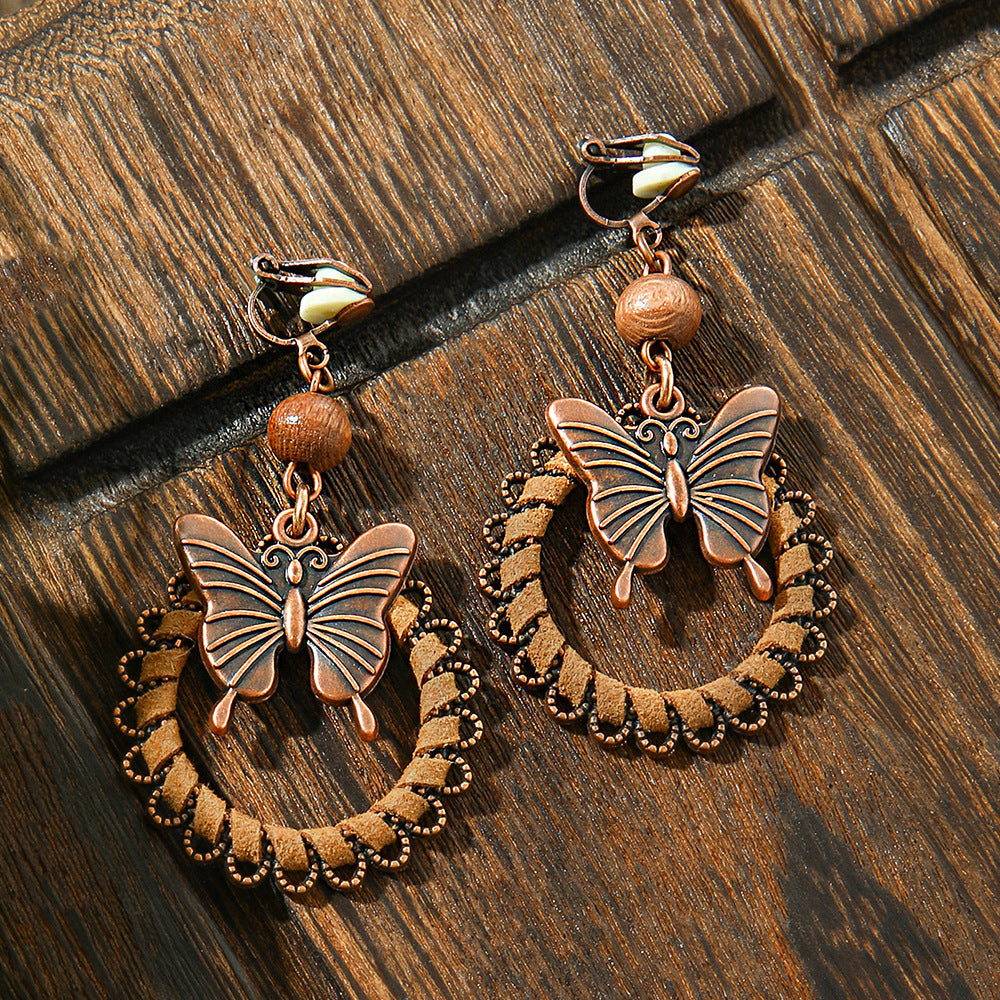 Brown Butterfly Earrings Bohemian Style Minimalist Design